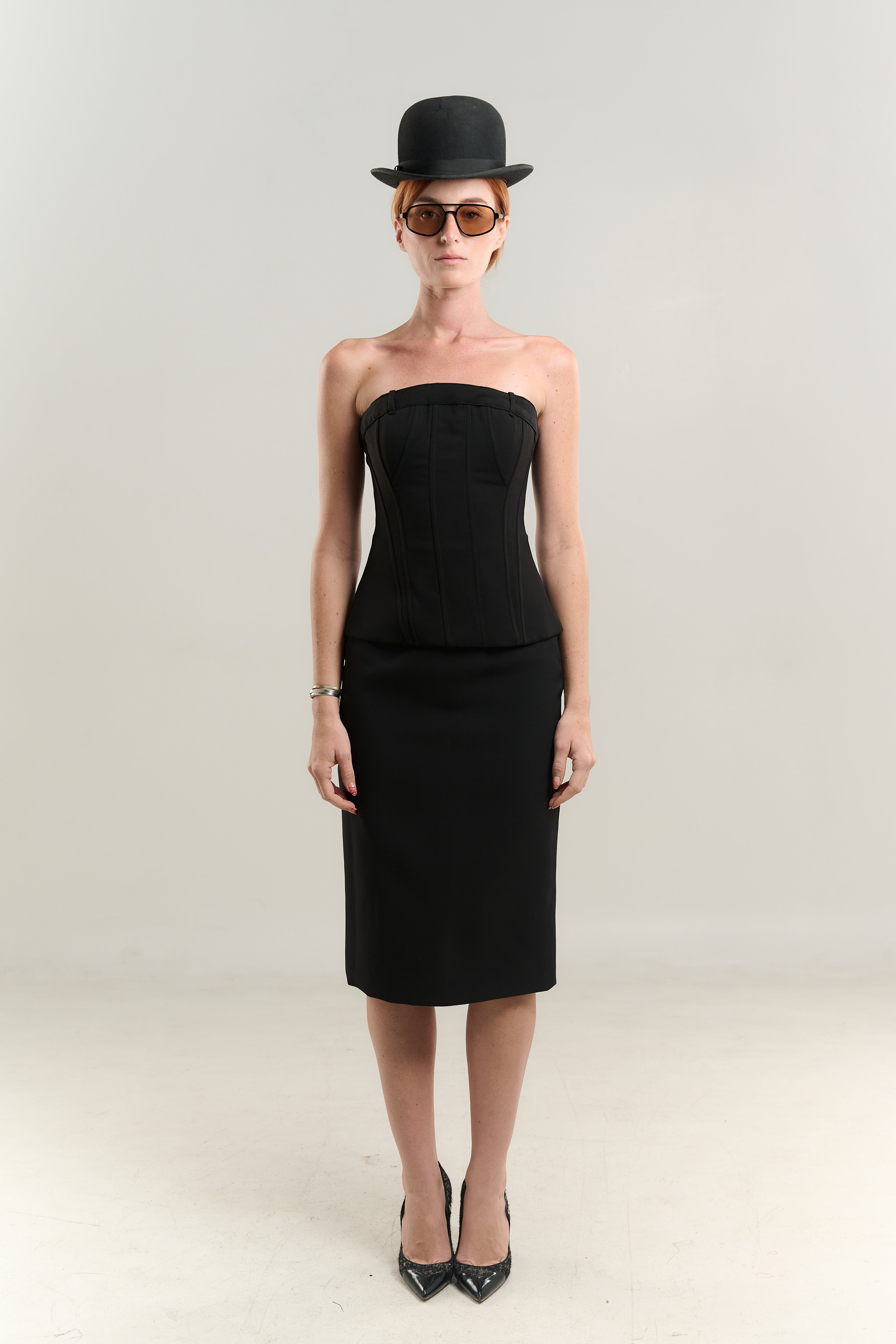 HIDDEN COLLAR WRAP BLAZER STRAIGHT SKIRT SINGLE BREASTED HIDDEN BUTTON