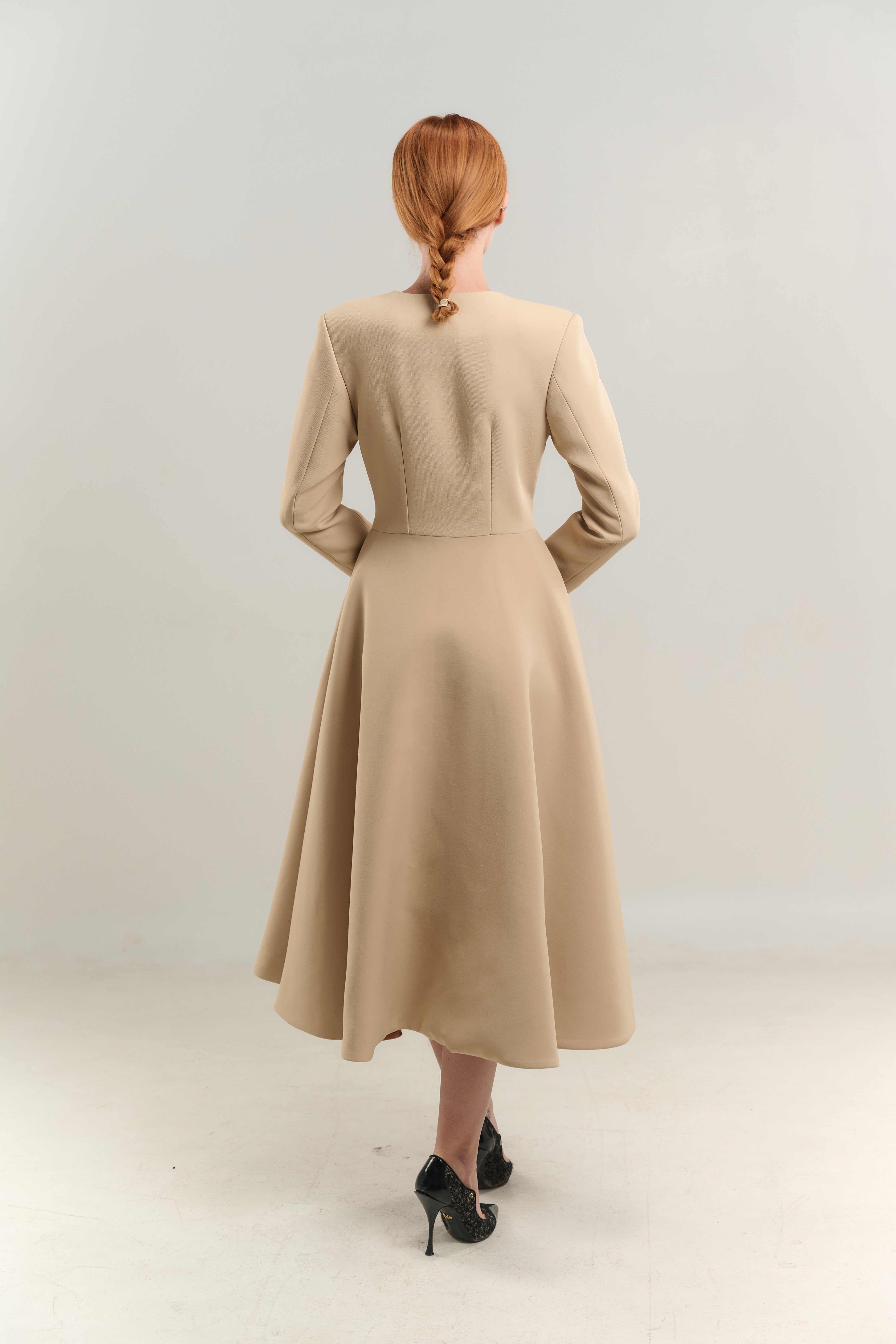 SWING COAT V-NECK DOUBLE BREASTED