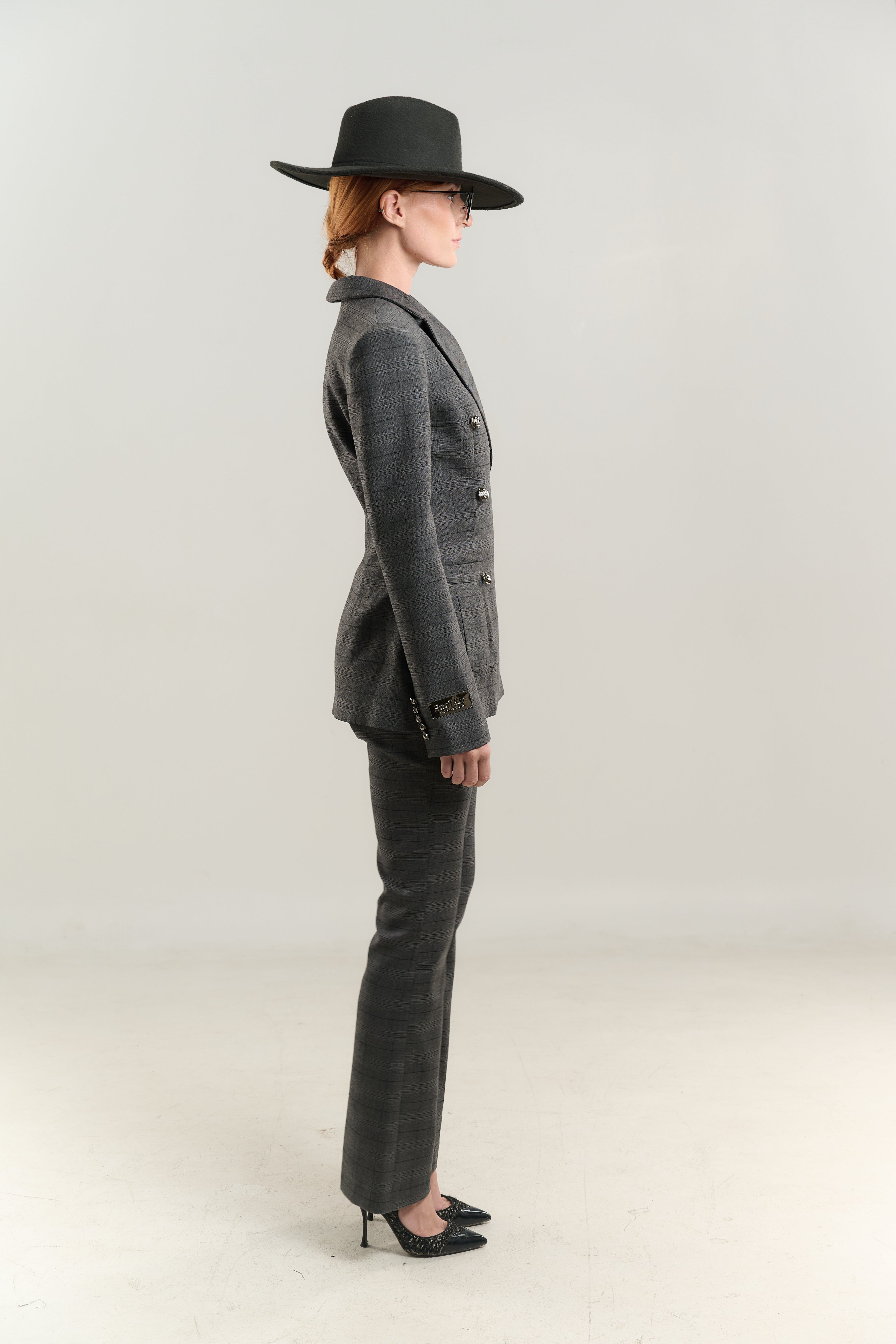 1970S BLAZER SUIT INVERTED PLEATED POCKETS DOUBLE BREASTED