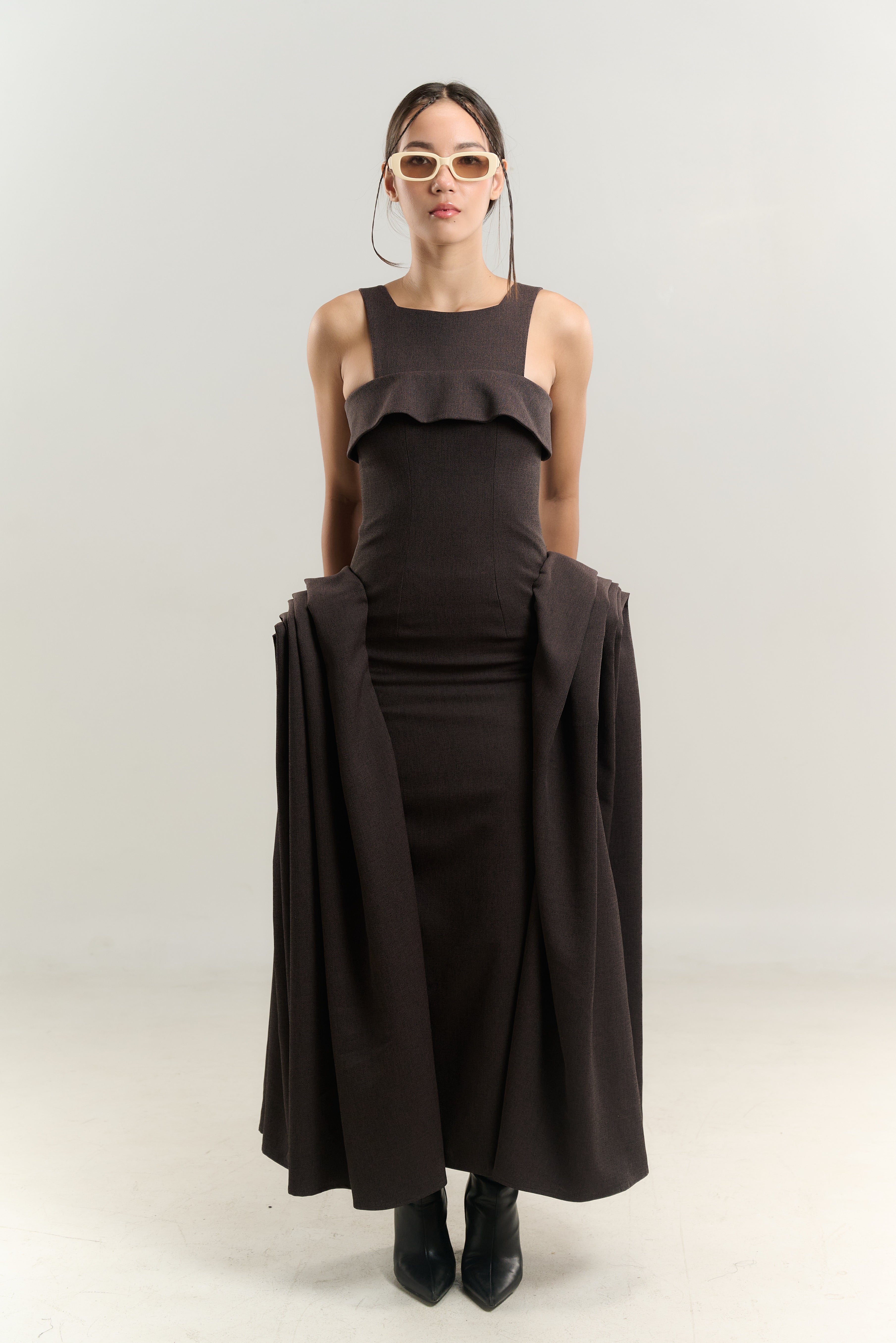 BROWN DOUBLE CHEST DOUBLE LAYER