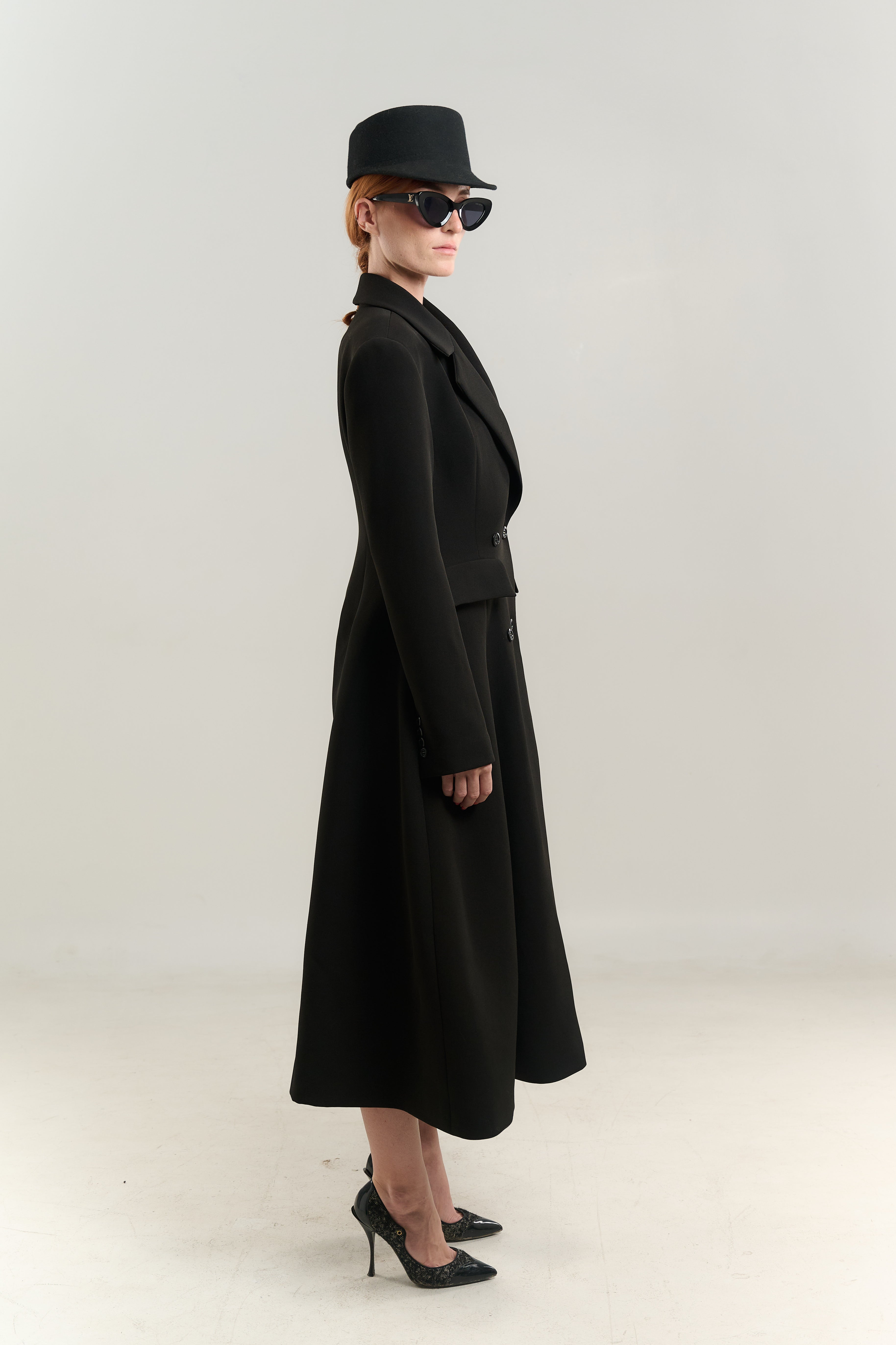 PRINCESS SWING COAT BLAZER JETTED POCKETS WITH FLAP DOUBLE BREASTED