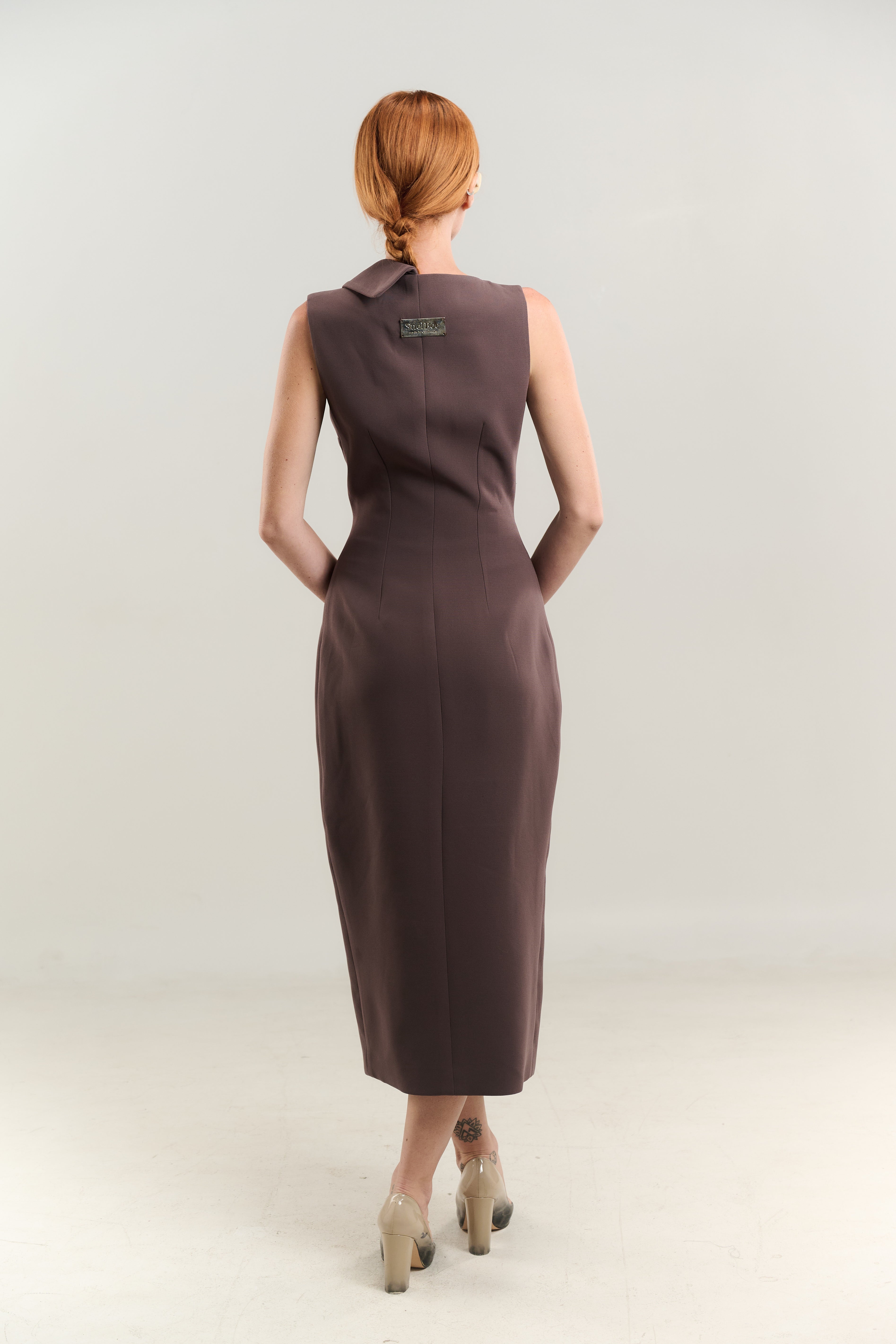 SUIT DRESS SIDE BREASTED ONE SIDE NECKLINE